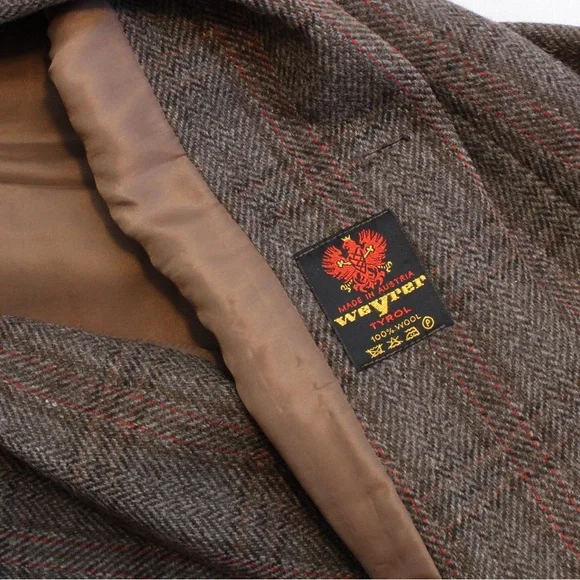 Vintage 80s S.B. II By Bitterman Women's Wool Plaid & Herringbone Blazer Jacket - Picture 5 of 11